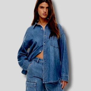 Aritzia Denim Forum 80s Oversized Button Down Shirt XL